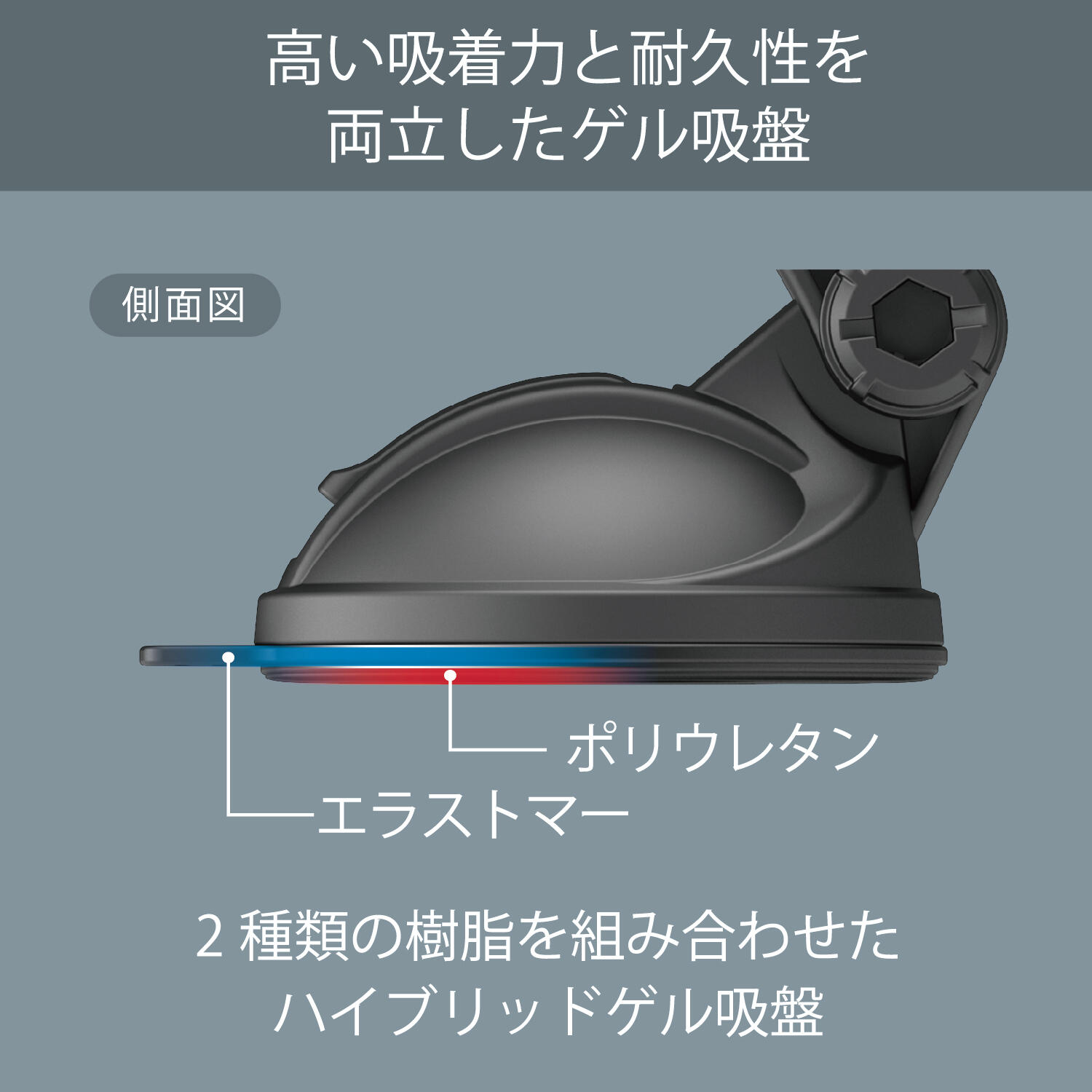 カーメイト スマホルダー ロングアーム 吸盤 ウィングキャッチ ブラック